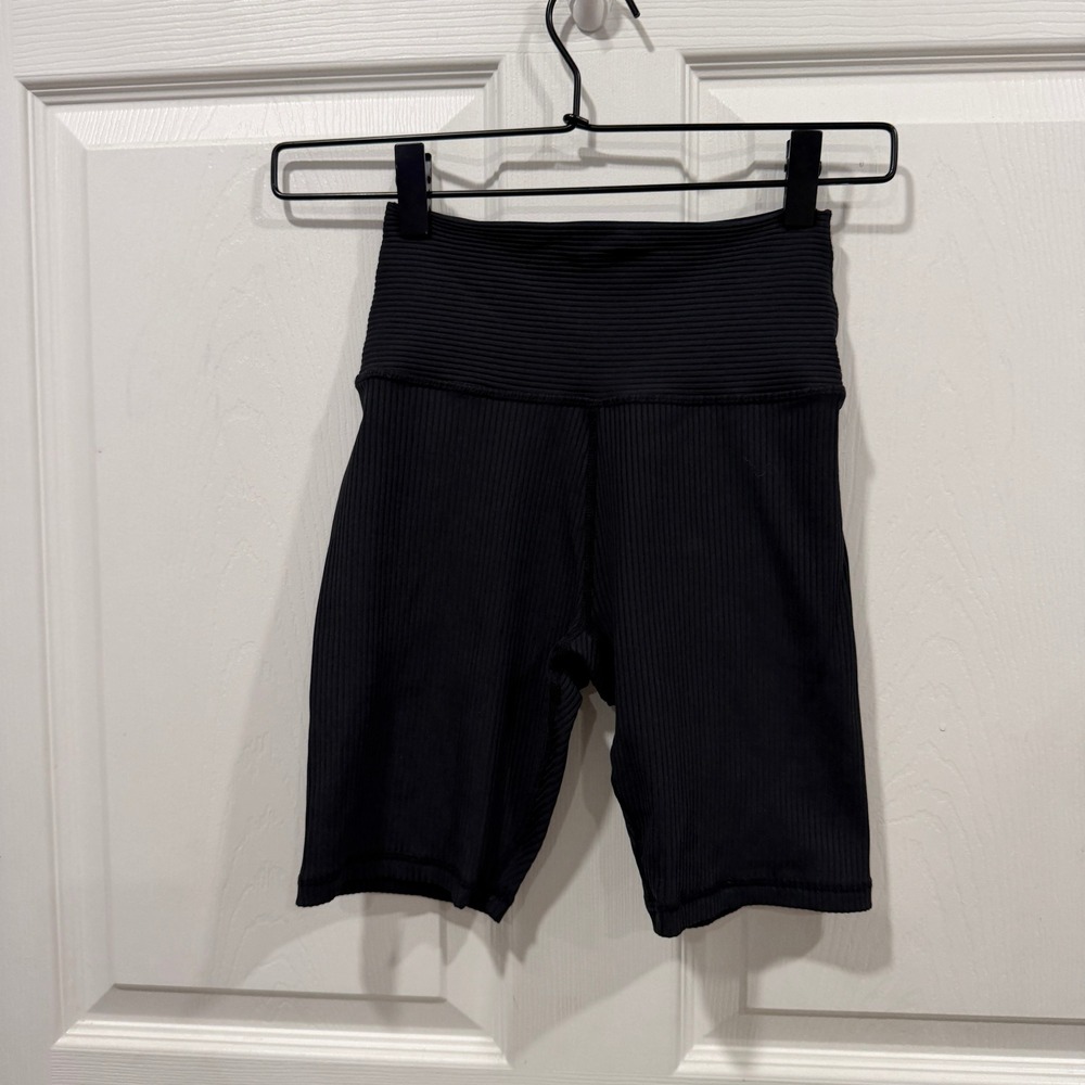 Glyder Black Ribbed High Waist Bike Shorts Women's Size XS Activewear